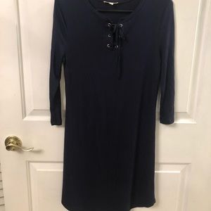 Navy tie up front dress